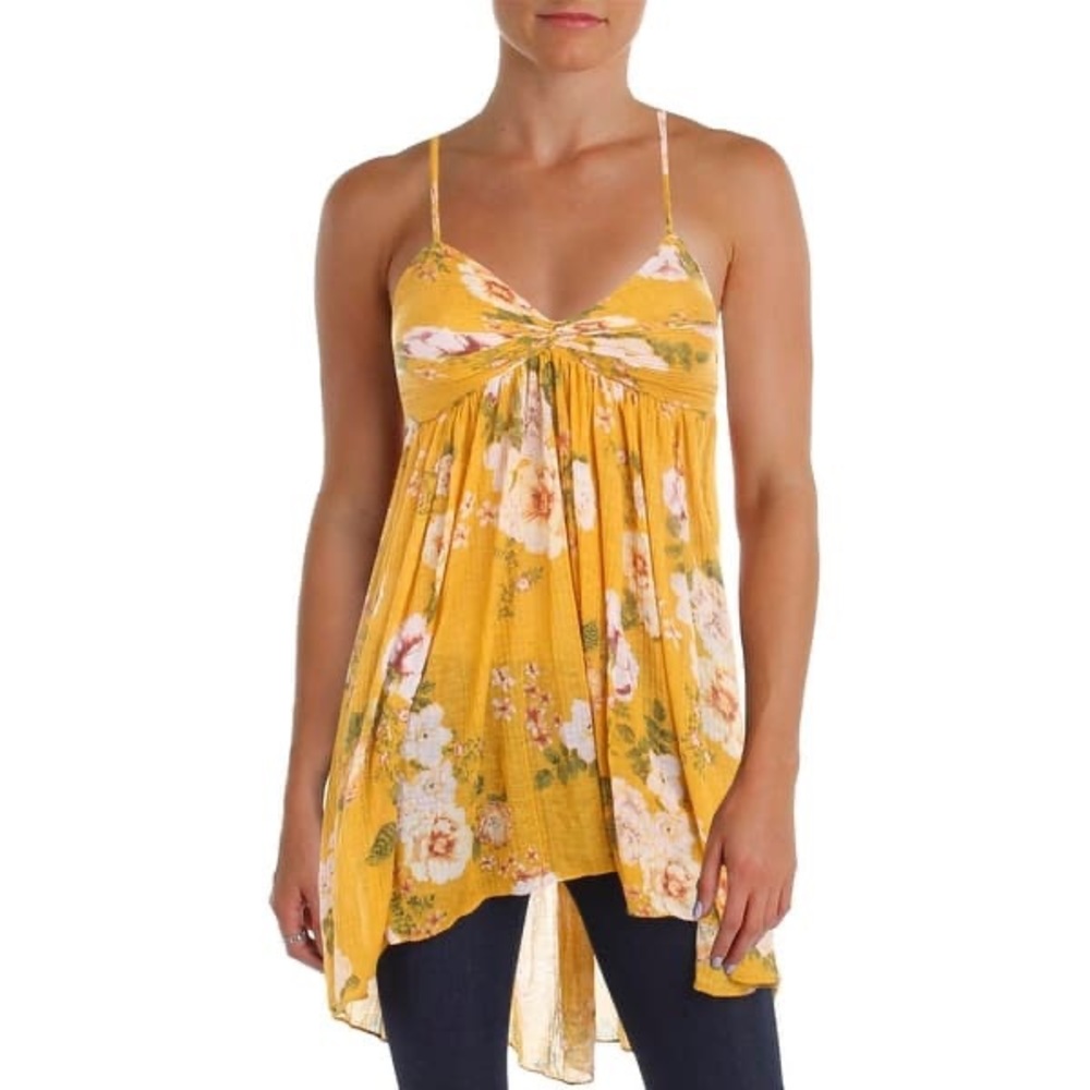 Free People Mirage Tunic Tank Top Yellow Mustard